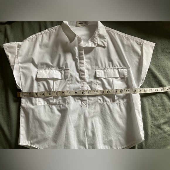 ASOS Cropped drop shoulder blouse - white - size US 4 - Picture 6 of 8